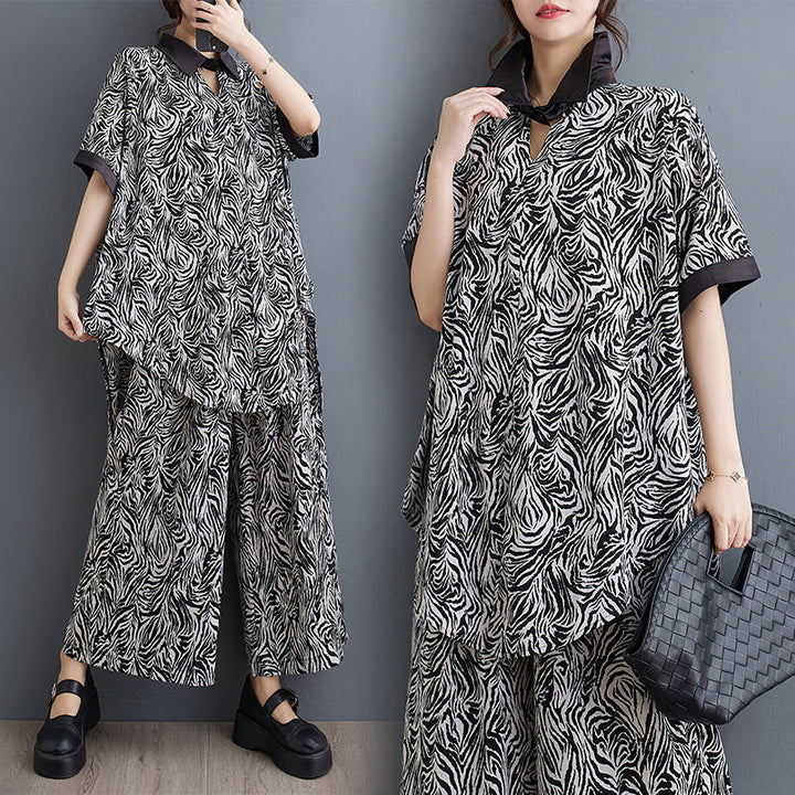 Ladies Oversized Graphic Print Tunic Set Lune London