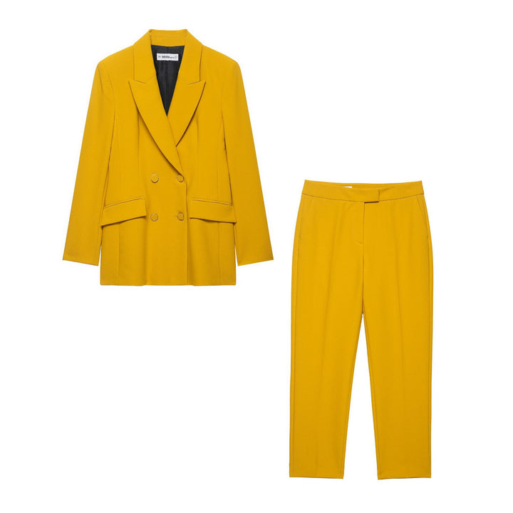 Women high-cut tapering fabric trousers with crease and side pockets Amarae