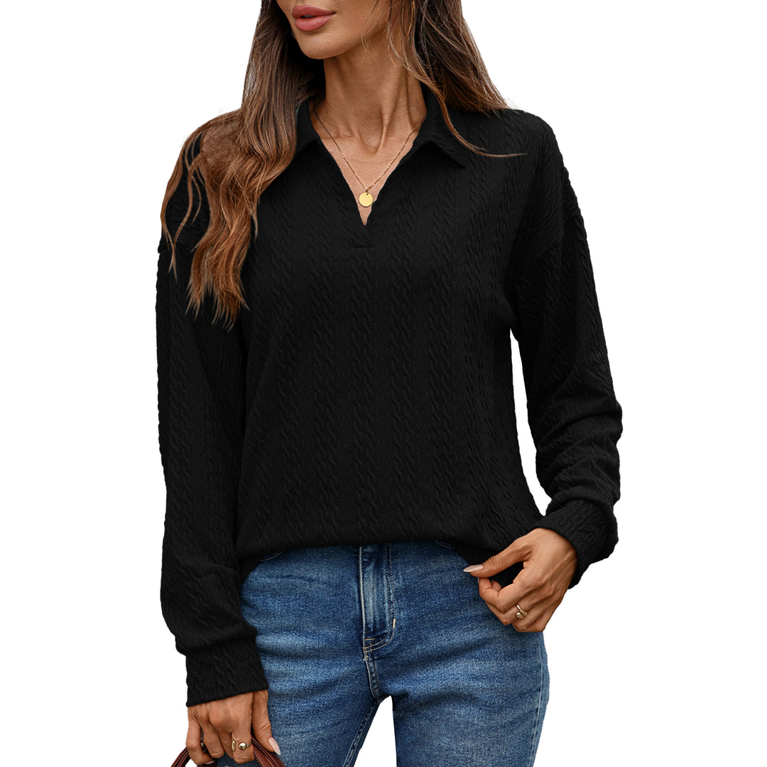 Long sleeve polo shirt for women with structured knitted surface Lune London