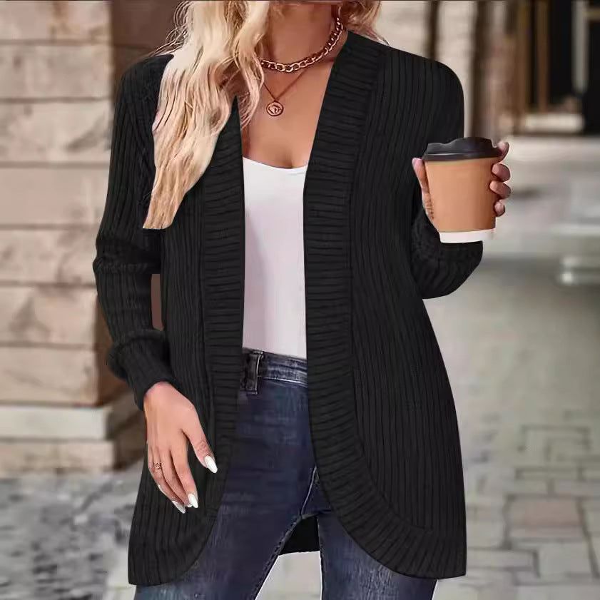 Women’s comfy knit cardigan with modern ribbed pattern Lune London