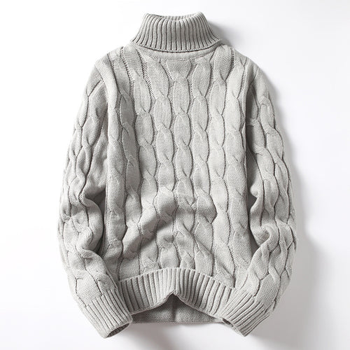 Men's knitted sweater with turtleneck and cable pattern Amarae