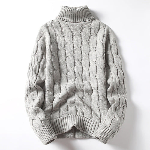 Men's Knit Sweater with Turtleneck and Cable Pattern Amarae