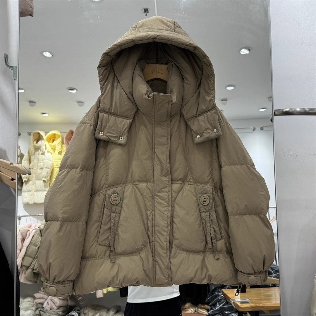 Women's Oversize Padded Jacket with Hood and High Collar Amarae