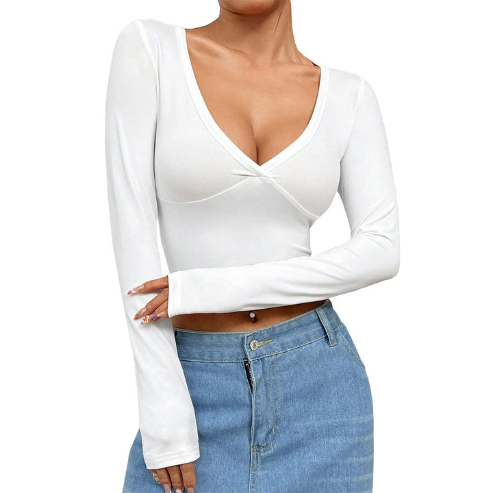 T-shirt à manches courtes pour femme avec décolleté en V profond et design enveloppant élégant Chic & Stil