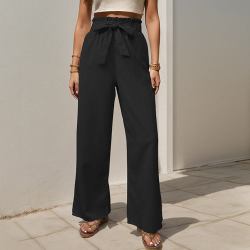 High-waisted wide-leg pants for women with bow detail Amarae