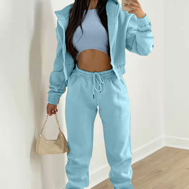 Ladies elegant sports set with a casual hoodie and elastic belt elements Lune London