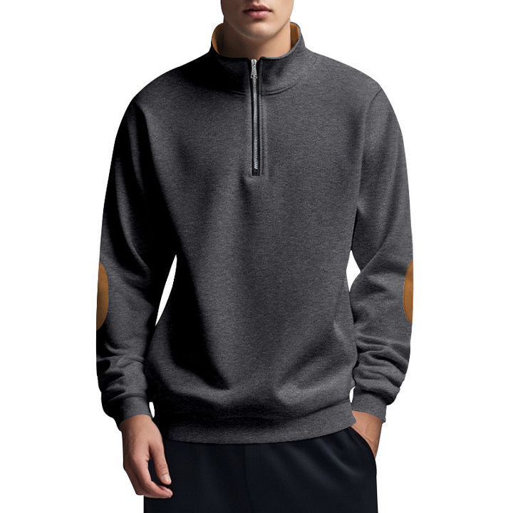 Sporty pullover for men with high collar and zip Lune London