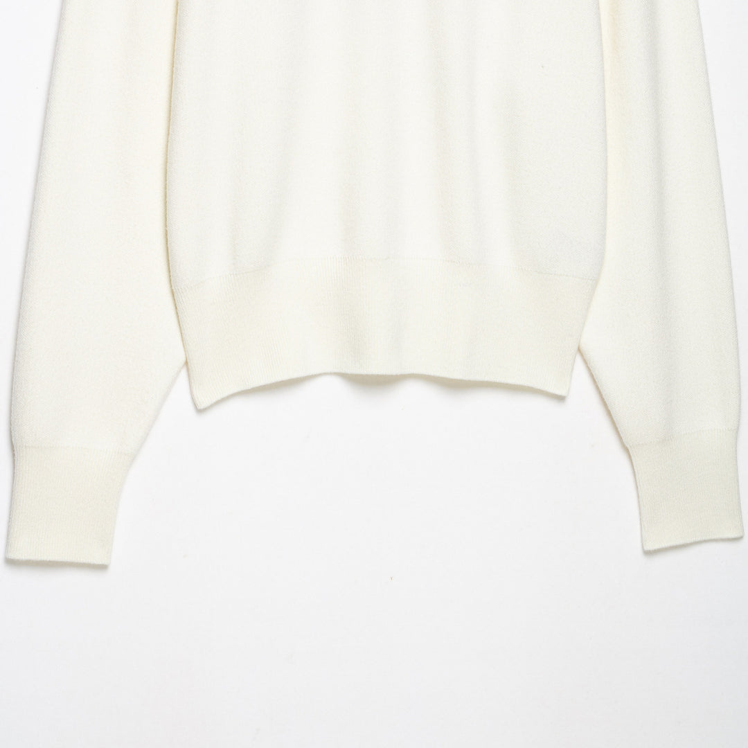 Women's Cropped Oversized Knit Sweater with Half Metal Zipper and Funnel Neck Amarae
