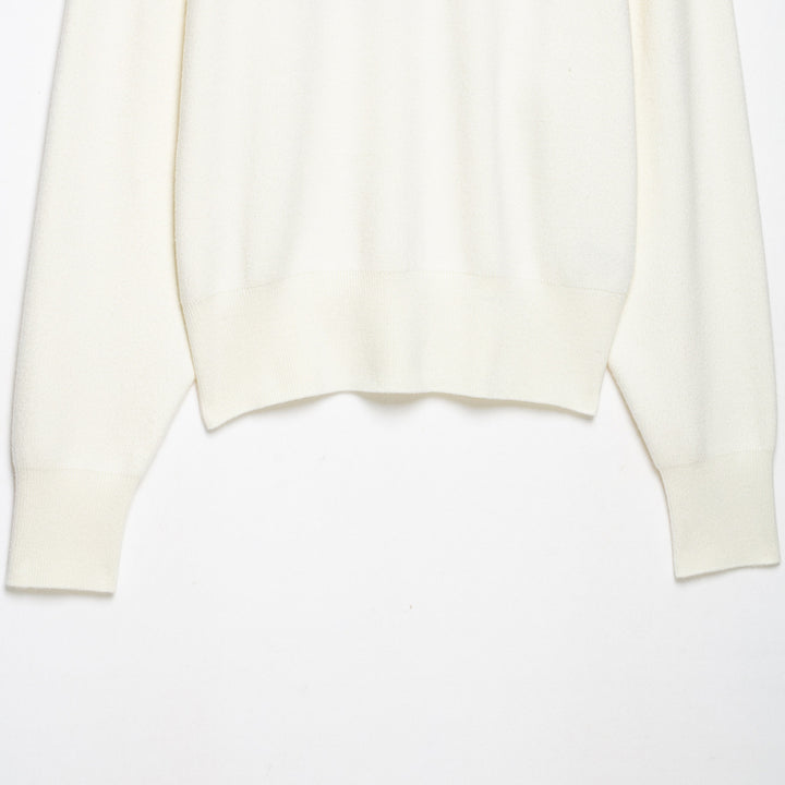 Women's Cropped Oversized Knit Sweater with Half Metal Zipper and Funnel Neck Amarae