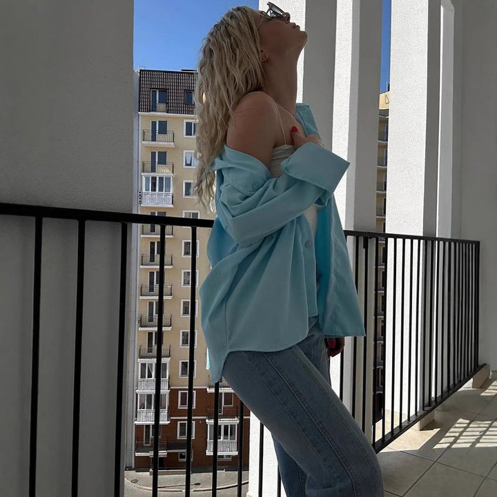 Casual shirt jacket for women in soft textured material Amarae