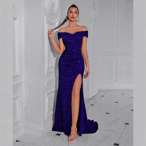 Robe de soirée élégante pour femme avec design décolleté et sequins scintillants Chic & Stil