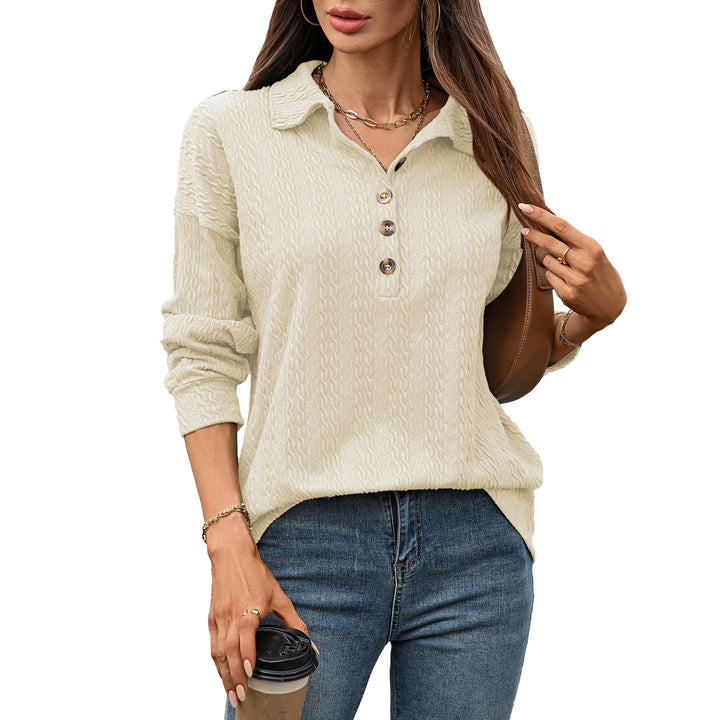 Lune London Textured Button Design Long Sleeve Shirt for Women