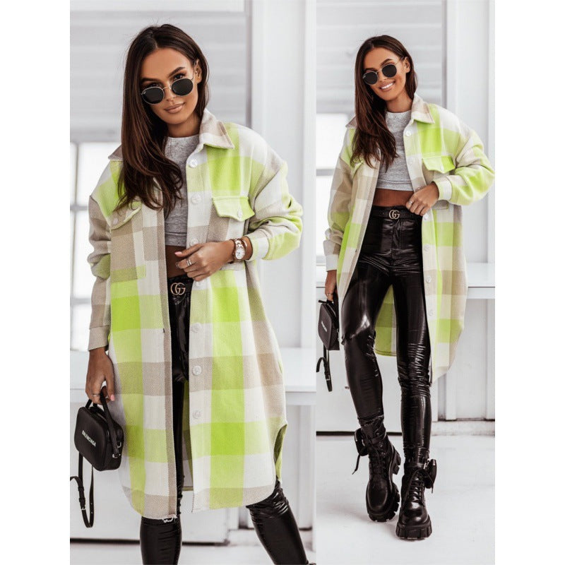 Ladies Checkered Shirt Chic Coat and Style