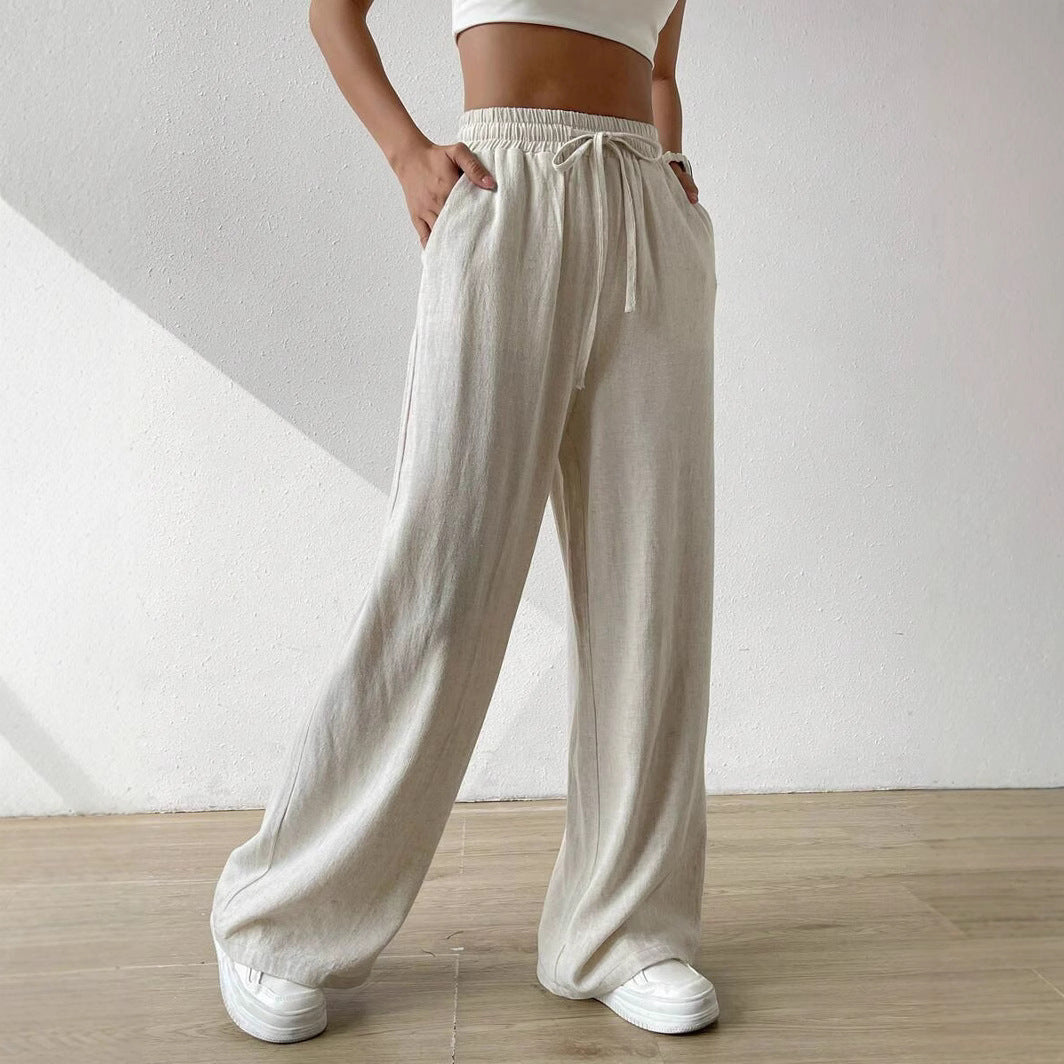 Casual linen pants for women with elastic waist and side pockets Lune London