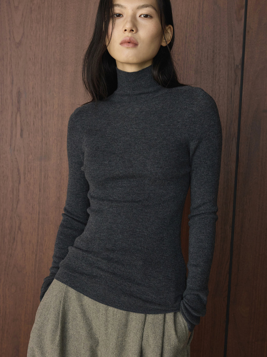 Women's Slim-Fit Turtleneck Sweater Made of Merino Mix Fine Knit Amarae