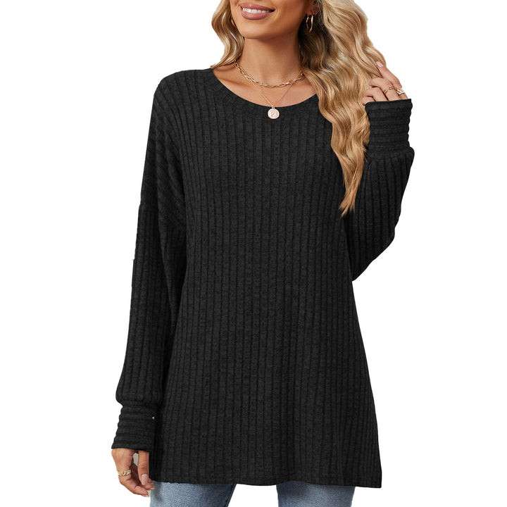 Ladies striped sweatshirt with a relaxed fit and fine ribbed texture Lune London
