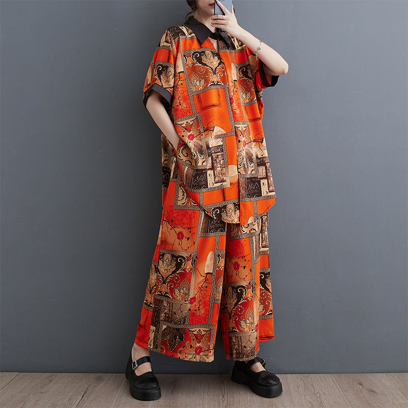Ladies Oversized Graphic Print Tunic Set Lune London