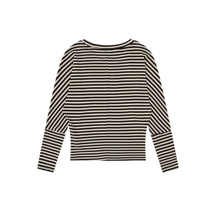 Women Striped Long Sleeve Round Neck Top made of Cotton Blend Amarae