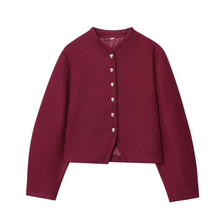 Elegant ladies knitted cardigan with textured fabric and shiny buttons Lune London