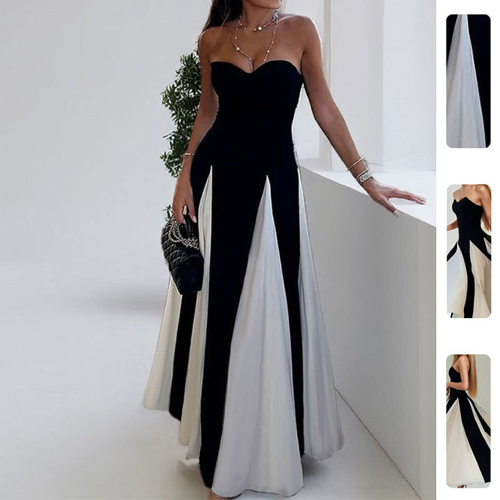 Robe de soirée élégante pour femmes avec encolure en cœur et inserts verticaux Chic & Stil