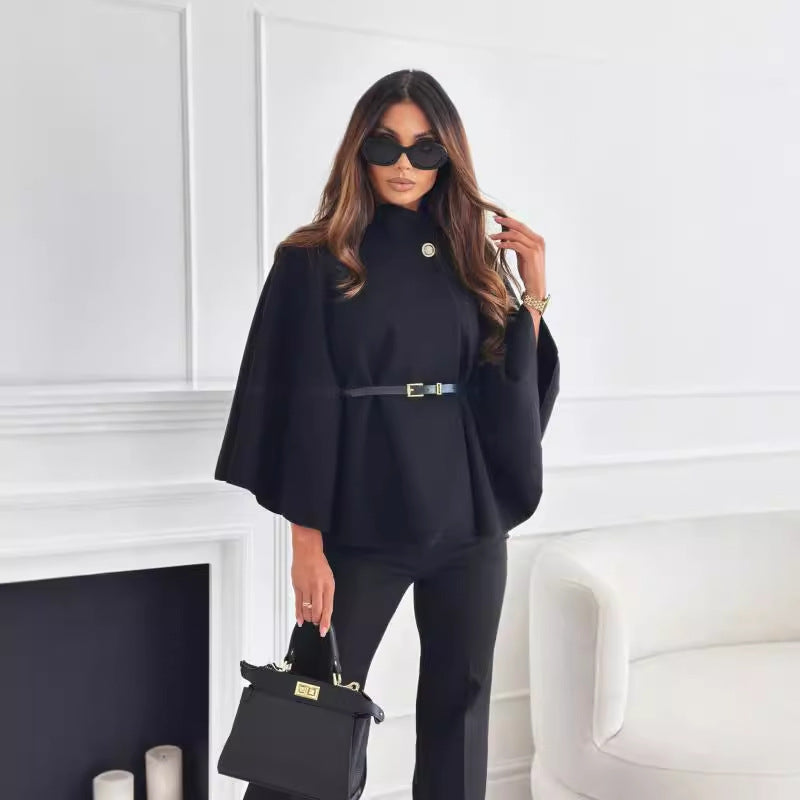 Women's cape coat with a stylish belt and an elegant structure Lune London