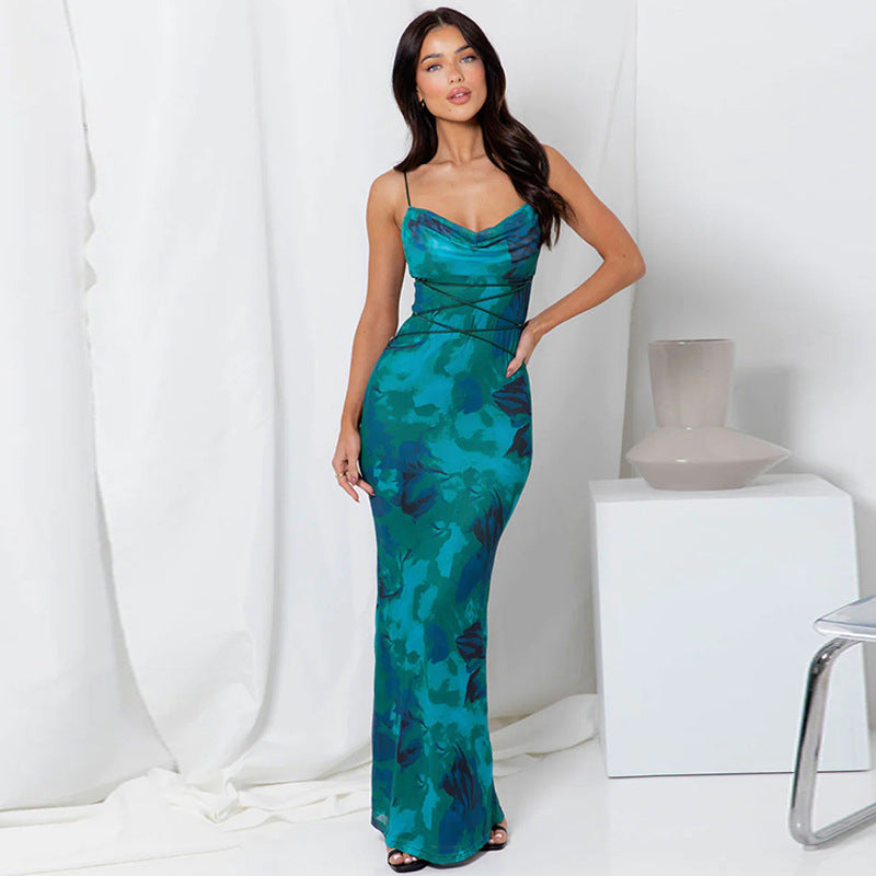 Maxi dress for women with elegant crossed detail Lune London