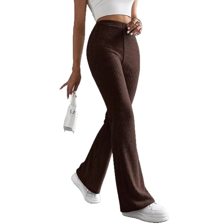 Ribbed flared knitted leggings for women in soft mesh Lune London