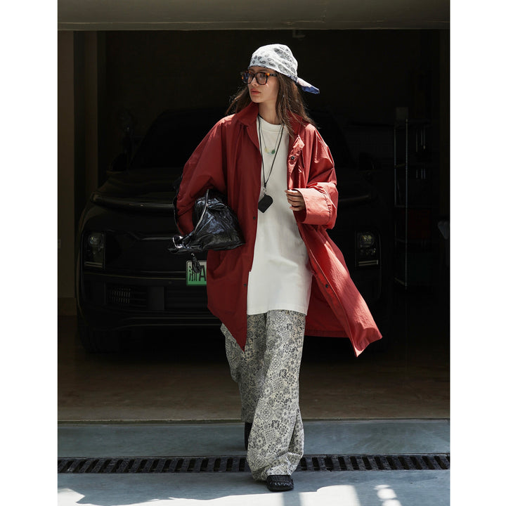 Women's Light Oversized Rain Parka with High Stand-Up Collar and Concealed Snap Button Placket Amarae