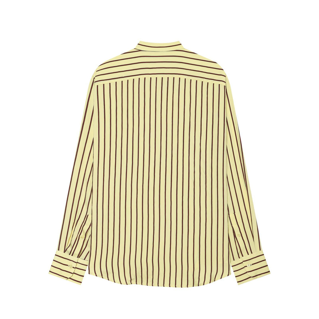 Women's Striped Oversized Blouse with Stand Collar and Chest Pocket Amarae