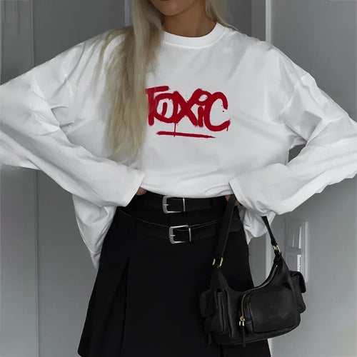 Oversized long sleeve t-shirt for women with striking inscription Amarae