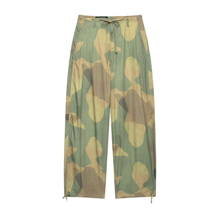Women's Loose-Fitting Cargo Pants in Camouflage Pattern with Drawstring Waist and Ankle Ties Amarae