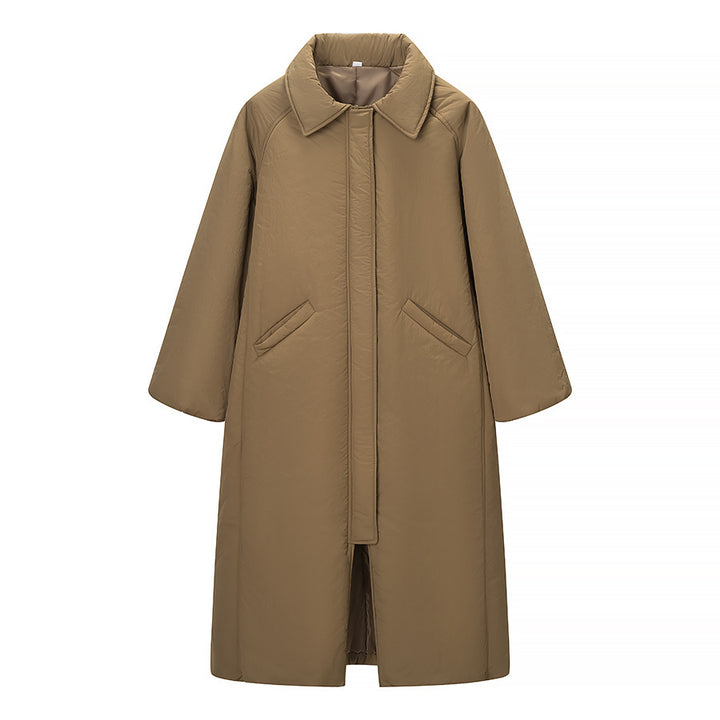 Women's oversized padded cocoon coat with concealed button placket and dropped shoulders Amarae