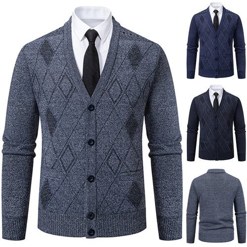 Men's knitted jacket with an elegant diamond structure Amarae