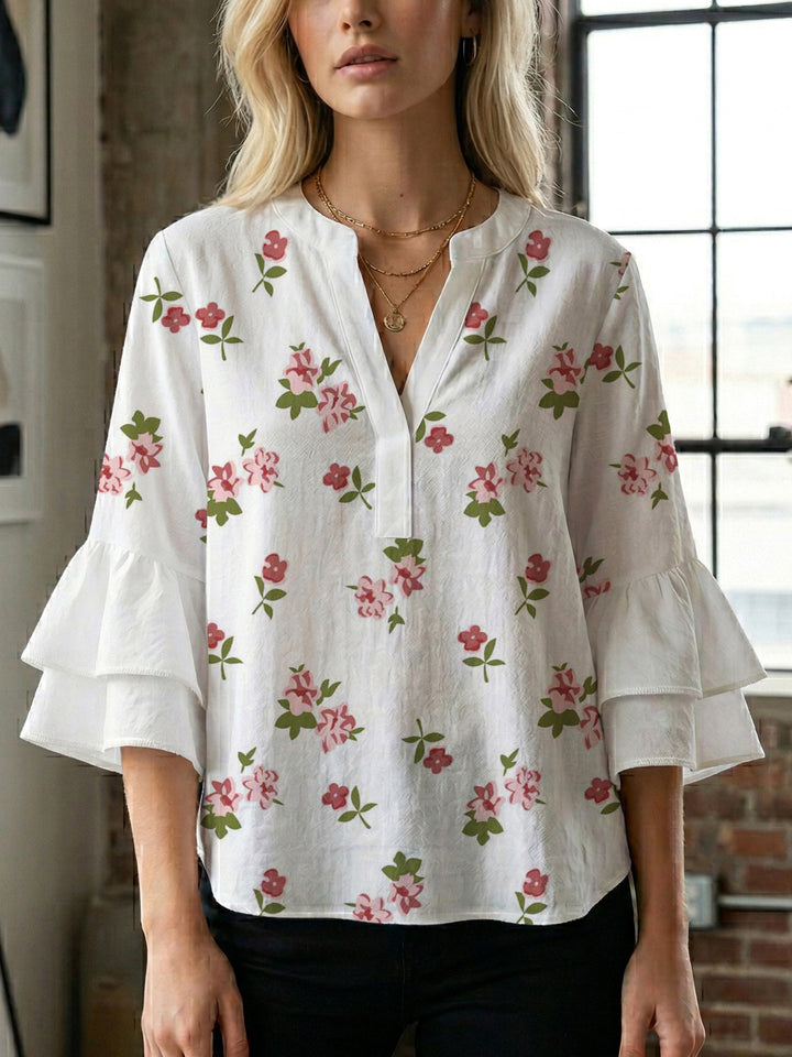 Women's blouse with voluminous ruffled sleeves and modern design Lune London