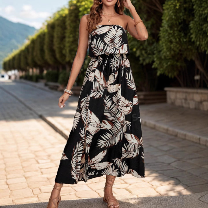 Maxi strapless dress for women with high slit detail Lune London