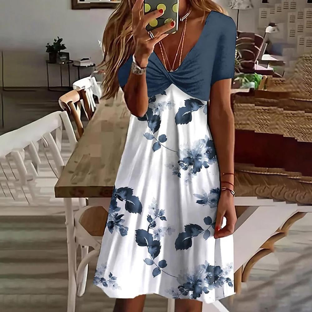 Flower cocktail dress for women with V-neck Lune London