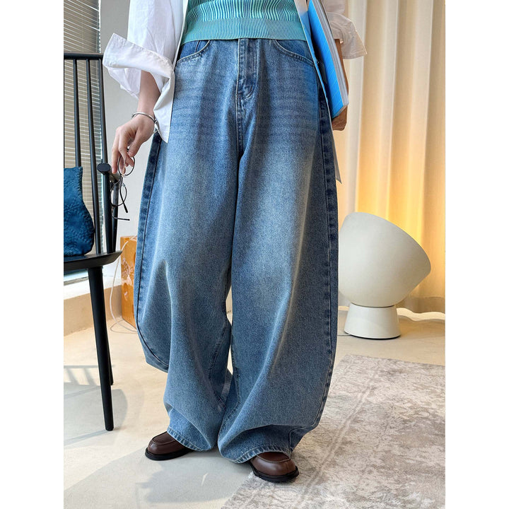 Women's Extra Wide High-Waist Denim Culotte in Balloon Baggy Cut Amarae