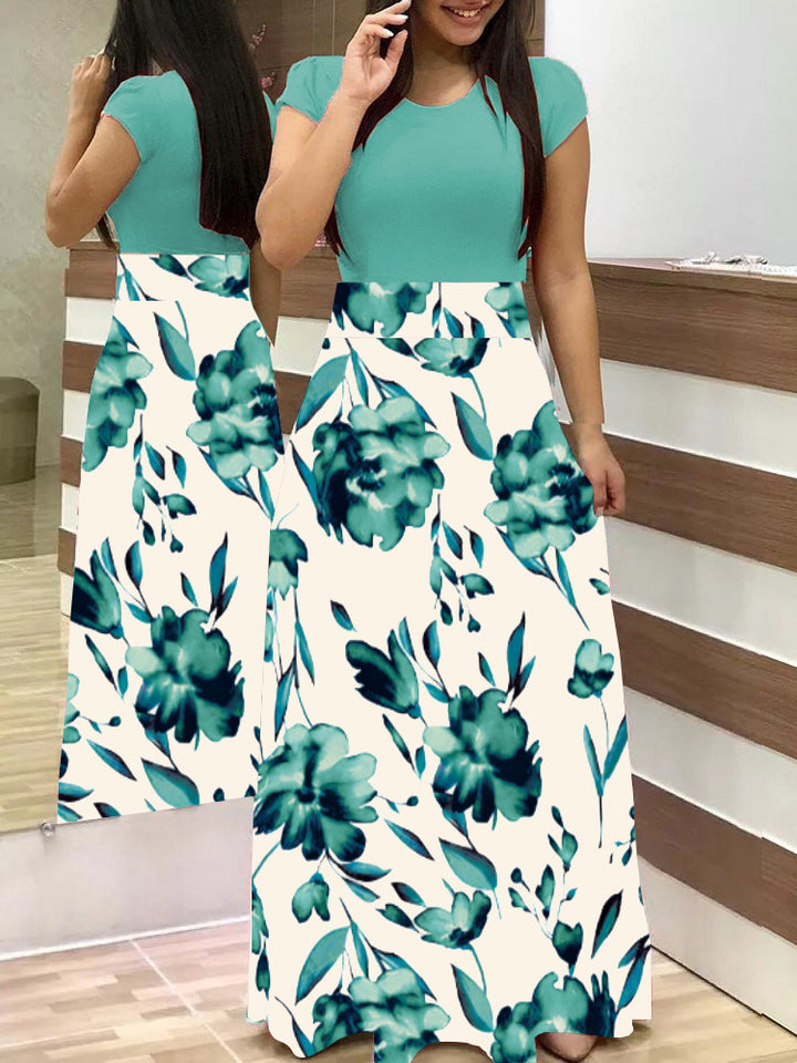 Women's Elegant Maxi Dress with Graphic Print and Flexible Waist Lune London