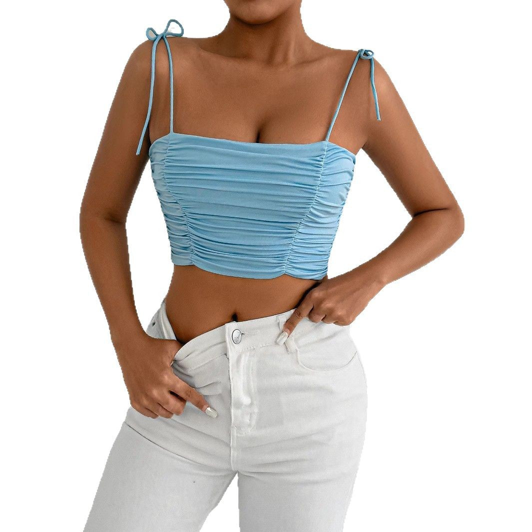 Women's crop top with gathers and adjustable straps Lune London