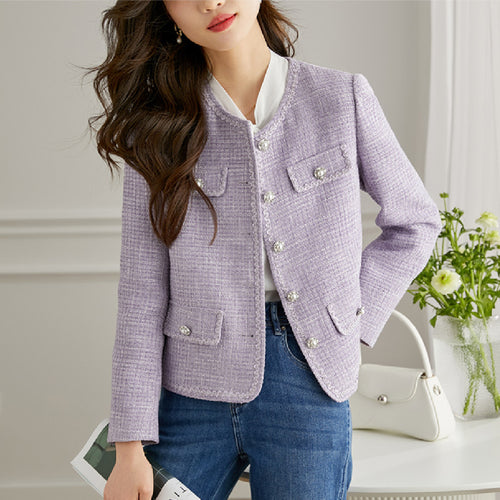 Veste en tweed pour femme avec des détails élégants en perles Chic & Stil