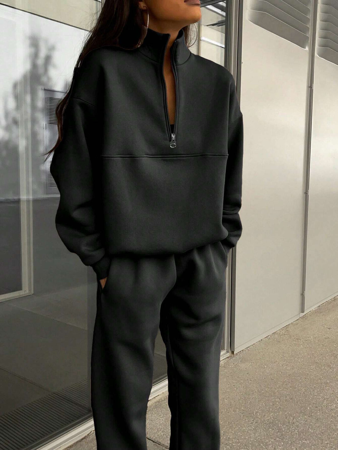 Ladies high quality zip-up sweatshirt with high collar Lune London