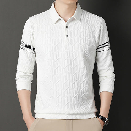 Long sleeve polo shirt for men with structured design and elegant accents Amarae