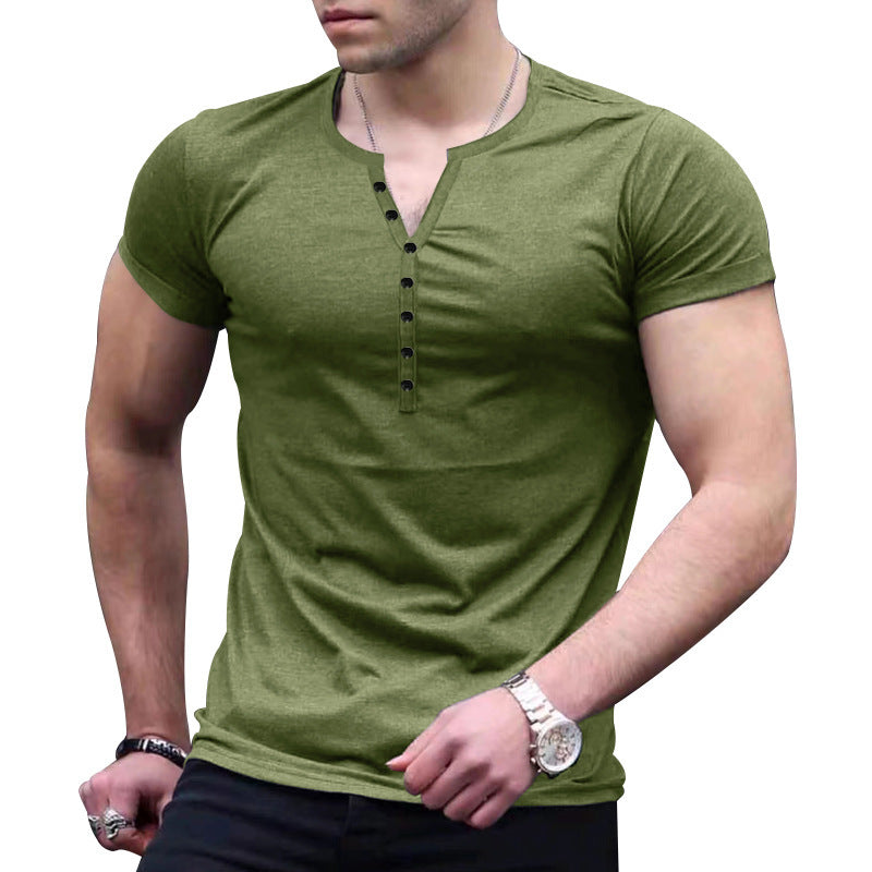 Men's Short Sleeve Henley Shirt with Button Placket and Fitted Cut Lune London