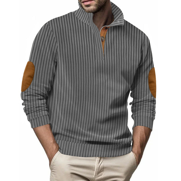 Quilted pullover for men with textured design and contrasting patches Lune London