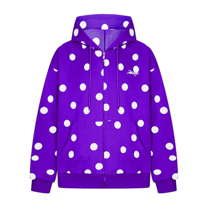 Women's hooded sweat jacket with full zip, oversized cut and polka dot print Amarae