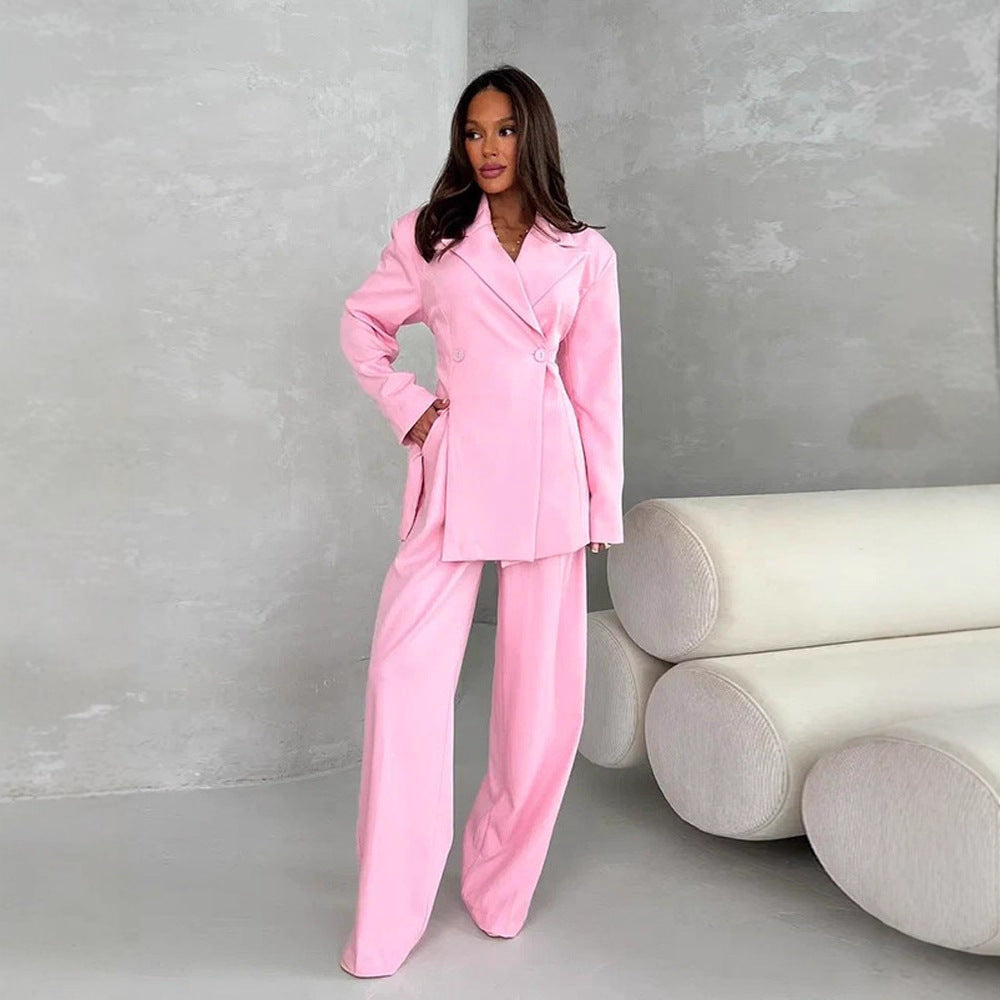 Women's Two-Piece Oversized Suit Set with Wrap Blazer and Wide Palazzo Pants Amarae