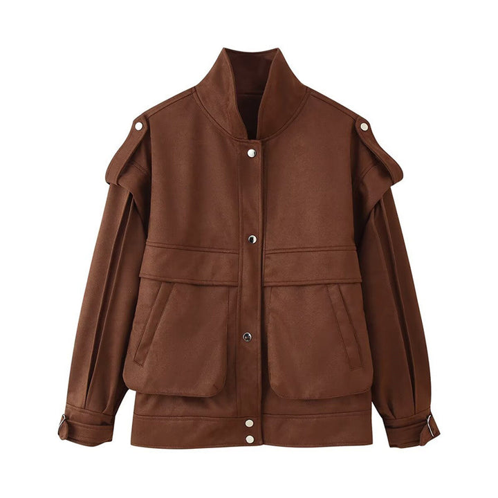 Lune London fashionable women's utility jacket with handy pockets and high collar