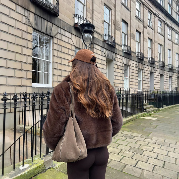 Ladies Aviator Jacket in Trendy Faux Fur Lune London