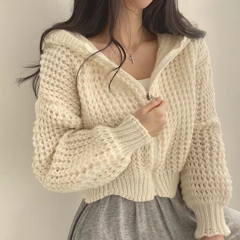Cardigan femme avec fermeture éclair décontractée et manches volumineuses Chic & Stil