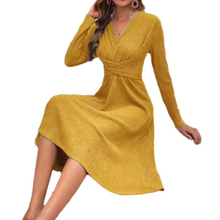 Fluid wrap dress for women with refined pleating Lune London